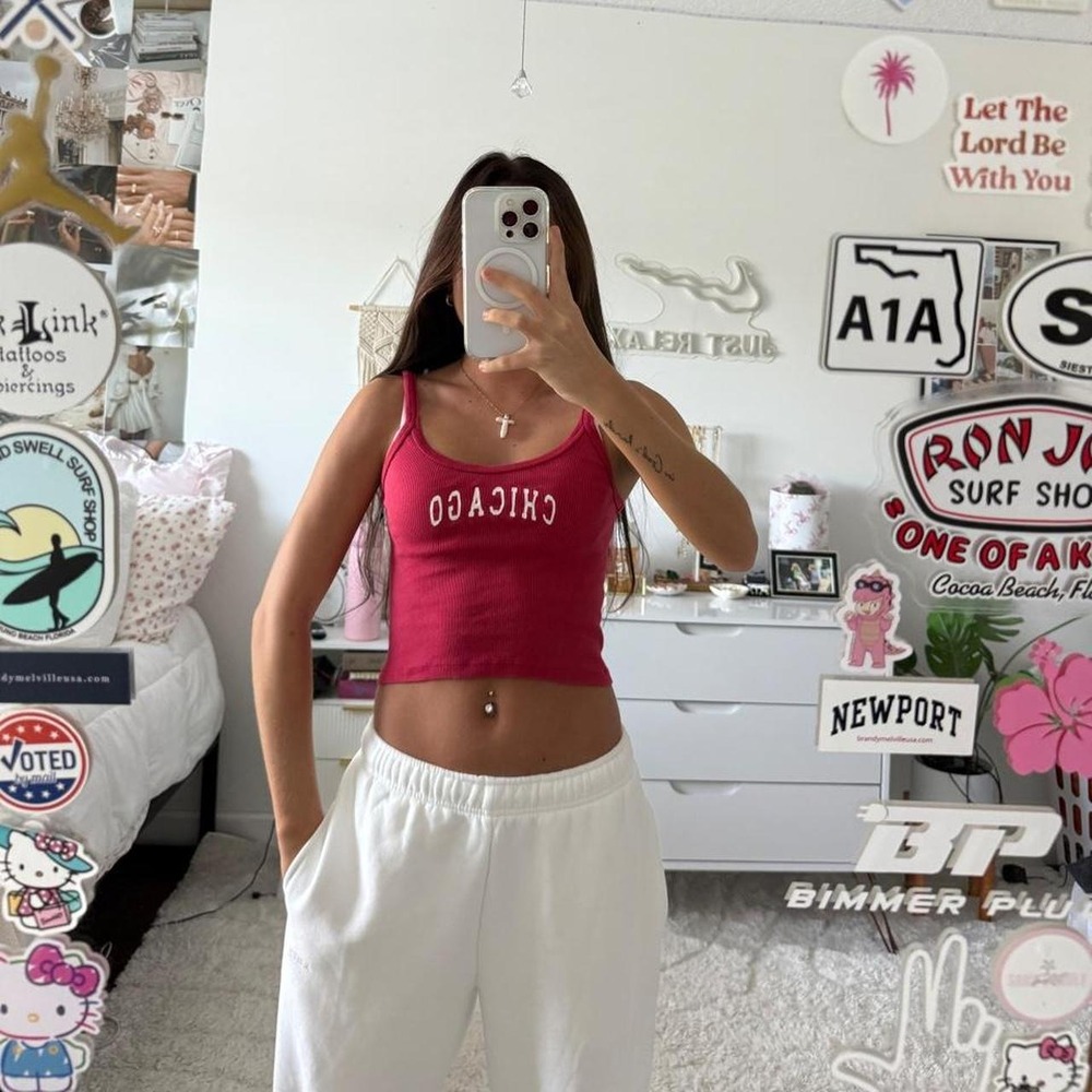 Brandy Melville red cropped Chicago tank top